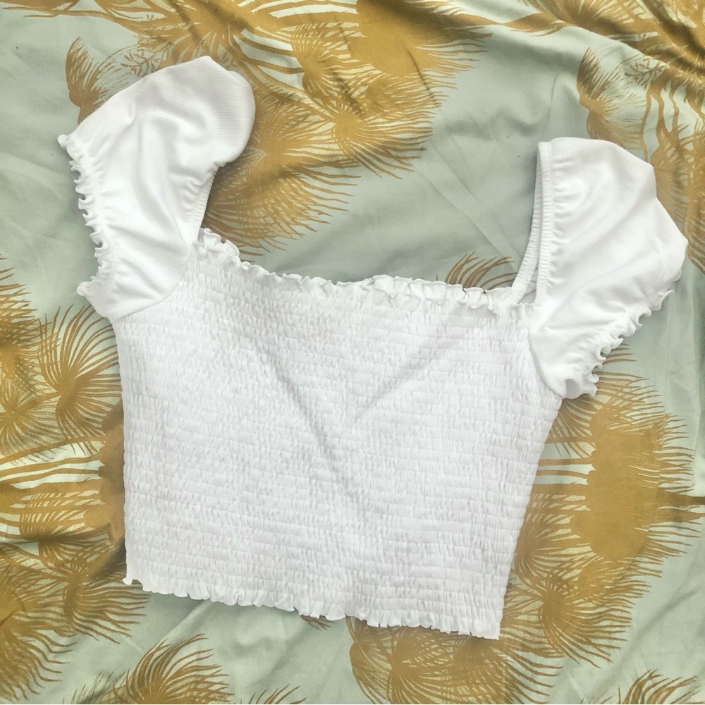 nwot Wilfred smocked puff sleeve blouse L